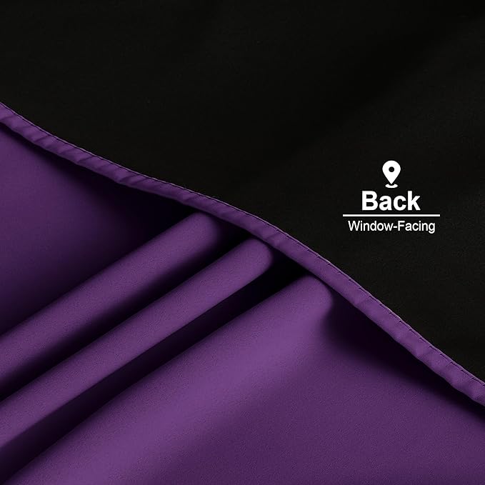 NICETOWN Royal Purple 100% Blackout Curtains for Bedroom, 52x84 Inches Set of 2 for Living Room, Privacy Protection & Noise Reducing Drapes Black Lined Insulated Window Treatment Panels