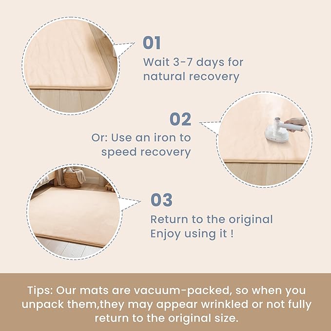ACOMOPACK 1.3" Thick Baby Play Mat for Floor 59x71"-Large Water-Repellent&Non-Slip Memory Foam Mat for Kids,Toddlers,Soft Velvet Nursery Rug for Tummy Time&Crawling,Yoga,Tatami Style(Blush)