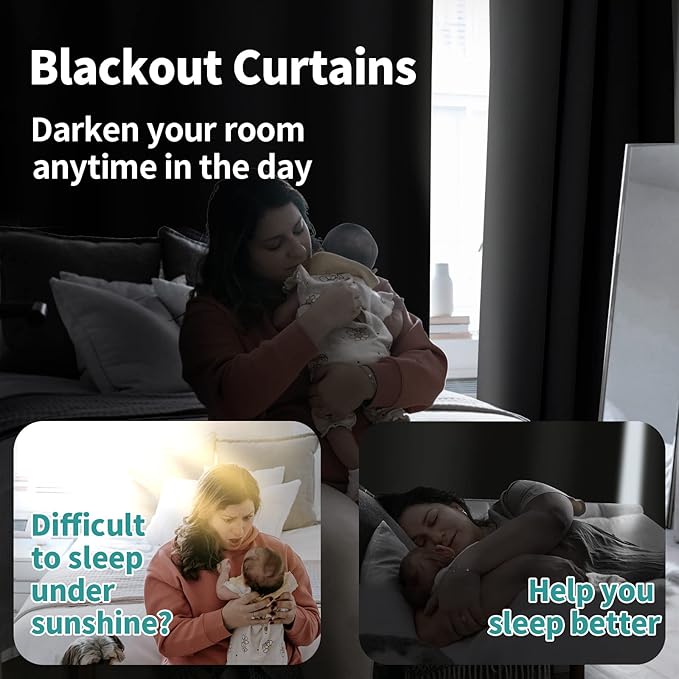 BGment Blackout Curtains for Bedroom 63 Inch Length 2 Panels Set, Thermal Insulated Bedroom Curtains Soundproof Room Darkening Window Curtain Drapes, Each Grommet Curtains 42 Inch Wide, Dark Grey