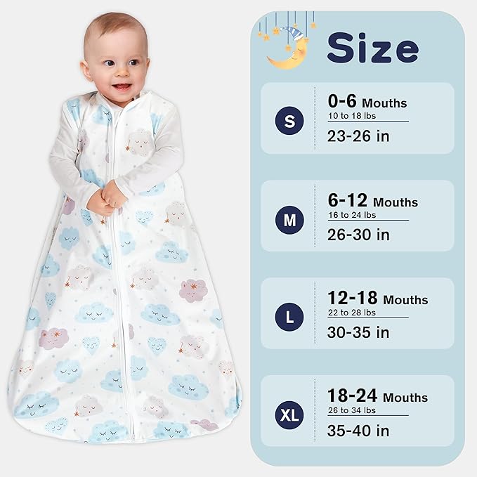 BSTOPPT Newborn Sleep Sack Baby Swaddle,TOG 0.5 Baby Wearable Blanket,Baby Sleeping Bag (Leaf&Clouds, 3-6 Months)