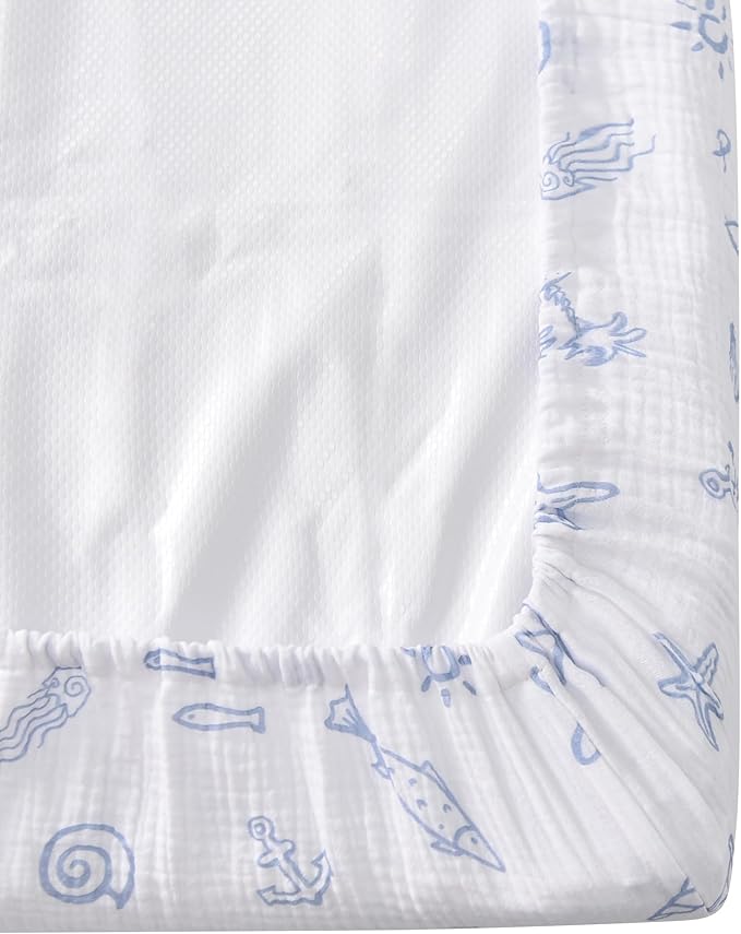 Changing Pad Cover for Baby Girls Boys - 100% Organic Cotton Muslin Changing Pad Sheets with Secure 360° Elastic Fit, Ultra-Soft for Delicate Skin, 2 Pack