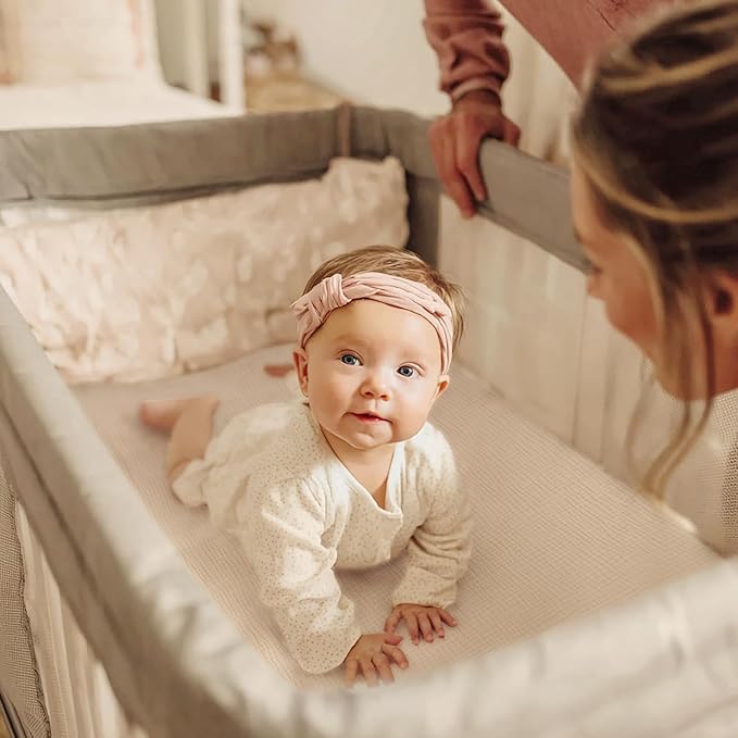 lulumoon Fitted Pack and Play Sheets: Soft Muslin Cotton for Graco Playard Mattress - Neutral Colors for Boys and Girls