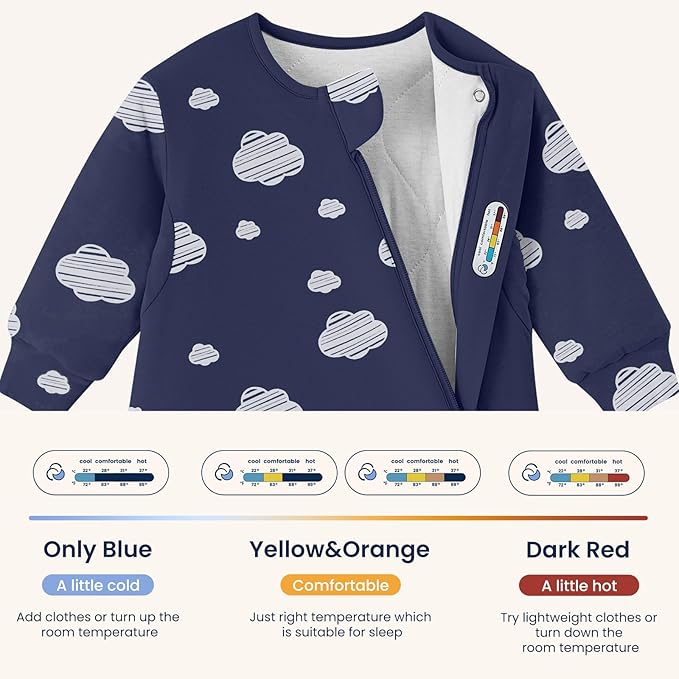 kaiya baby Unisex Sleeping Bag for Babies and Toddlers 2.5 Tog Sleep Sack, Long Sleeve Sleep Sack, Wearable Blanket Baby