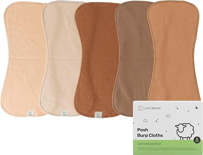 Lamb Babies Posh Baby Cotton Burp Cloths, Absorbent, Lightweight, and Gentle Cotton for Mess-Free Moments, Baby Burp Cloths for Boys and Girls An Essential Addition to Every Parent's Diaper Bag