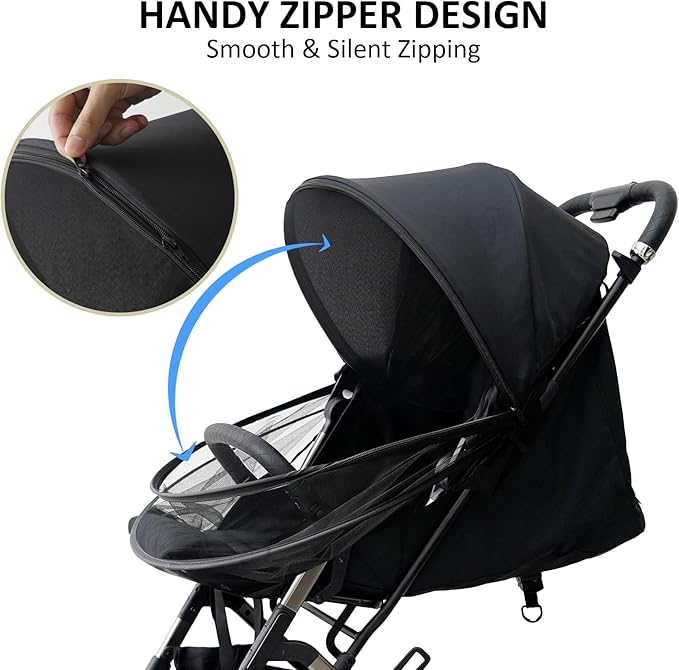 2-in-1 Stroller Cover, Baby Mosquito Net for Stroller with Sun Shade, Stroller Accessories - UV Protection & Breathable 3D Mesh with Two-Way Zipper, Universal Fit Most Stroller