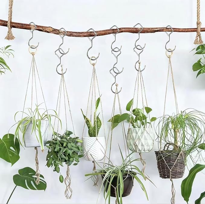 Heavy Duty Screw Hooks for Hanging, 4-Inch Ceiling Hooks with Safety Lock, Strong Hooks for Plants, Clothes, Kitchen Utensils, String Lights, Handbags, Towels (Silver, 22 Pcs)