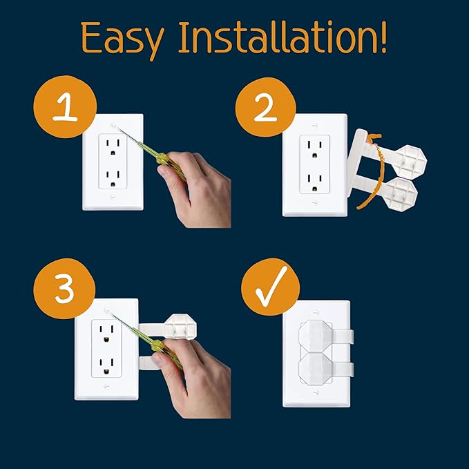 Outlet Covers Baby Proofing (6 Pack Covers 12 Outlets) – Child Safety Electrical Socket Covers – Blue Plug Protectors Easy to Install - Socket Sitter: Always Connected, Never Lost! No Choking Hazard!
