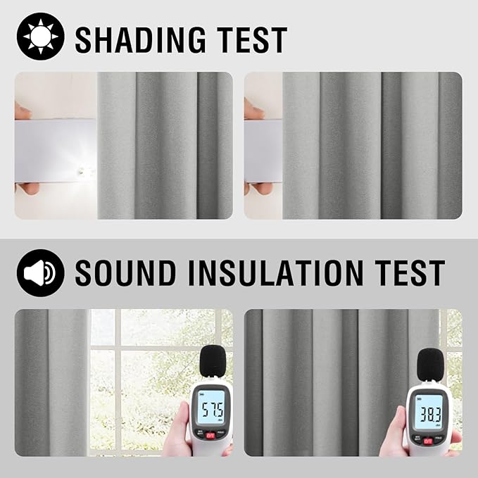 H.VERSAILTEX Bedroom 100% Blackout Curtains 2 Panel Sets Ultimate Light Blocking Linen Treatments Living Room Drapes- Sophisticated & Eco-Friendly Choice, 52x63 Inch, Heather Ultimate Gray(Not Solid)