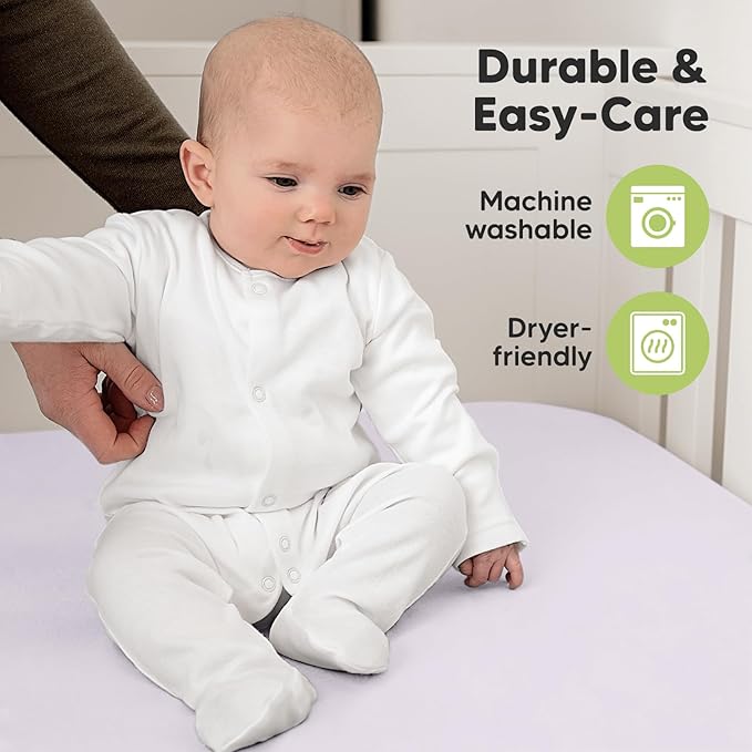KeaBabies 2-Pack Organic Crib Sheets for Boys, Girls - 52x28 Fitted Crib Mattress Sheet Neutral, Breathable Jersey Cotton Cover for Baby Bed, Toddler Mattress, Soft & Cute Prints (Thistle)