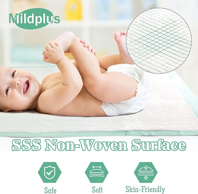 MILDPLUS 100 Count Disposable Bed Pads , 30x36 Inch Extra Large Incontinence Underpads | Heavy Absorbency 90 Grams Pee Pads for Adult, Senior, Baby & Pet Care (No Adhesive)