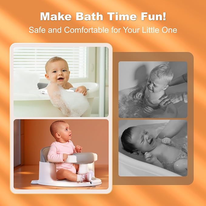 Baby Bath Seats for Babies Sitting Up, Non-Slip Baby Bathtub with 3 Suction Cups, Safe & Comfortable Toddler Bath Seat Ideal for Baby Bath/Shower Support, Stable Design, Pink (6-24 Months)
