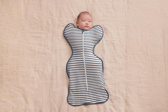 Love to Dream Swaddle UP, Baby Sleep Sack, Self-Soothing Swaddles for Newborns, Get Longer Sleep, Snug Fit Helps Calm Startle Reflex, New Born Essentials for Baby, 1.0 TOG, 13-19 lbs, Stripe Denim