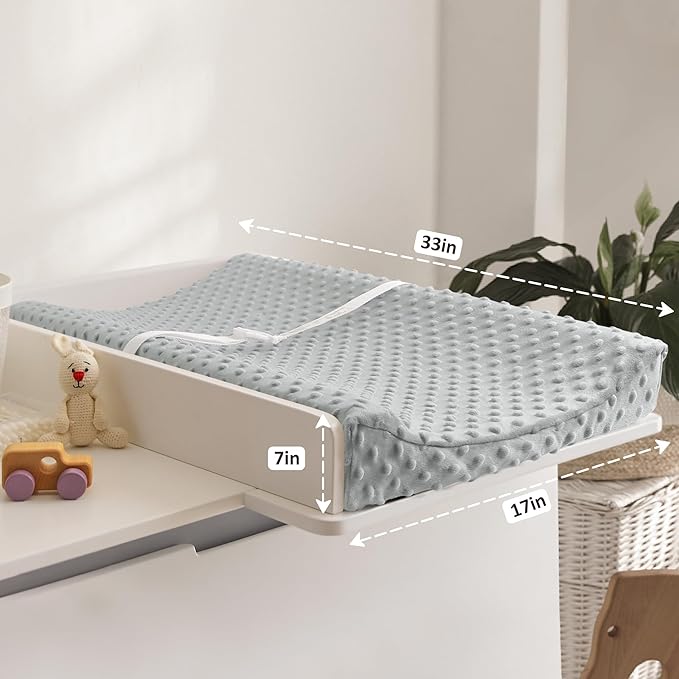 Susurration 2Pack Changing Pad Covers Super Soft Minky Dots Plush Changing Table Covers 33x17x7in Breathable Changing Pad Sheets for Unisex Baby Girls and Boys (Grey&Blue)