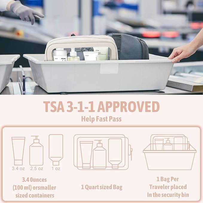 5PCS Diaper Bag Organizer Pouch Set, TSA Approved Toiletry Bag，Clear Waterproof TPU Makeup Bag Set Travel Organizer Bags for Women and Kids Valentines Day Gifts