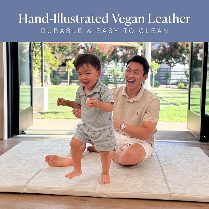 Toddlekind Tumble Mat – Foldable Memory-Foam Play Mat 4 × 6 ft – Cushioned Tumbling, Non-Toxic & Vegan Leather, Easy-Wipe, Portable Baby Play Gym (Green)