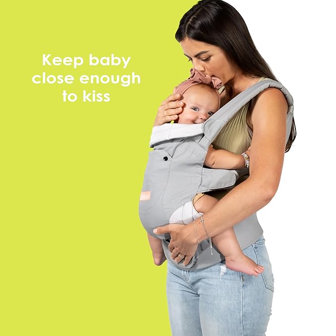 Baby Trend Caleo 3‑in‑1 Newborn Carrier, Snuggle Grey – 100% Cotton, Machine Washable, Lumbar Support & Built‑in Sun Hood