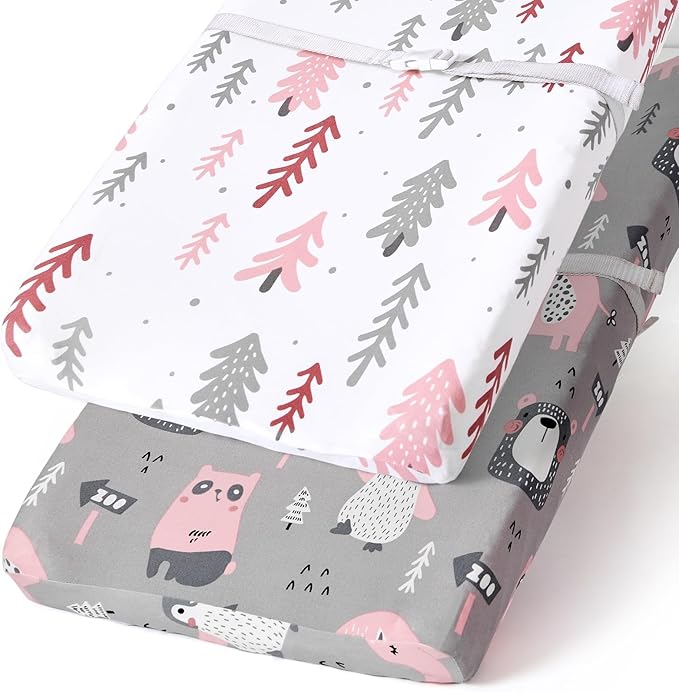 Stretchy Changing Pad Covers BROLEX 2 Pack Jersey Knit Changing Table Covers for Girls Boys,Jungle Animals
