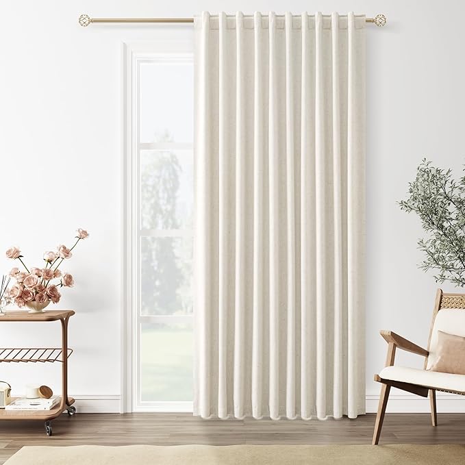 Guken Cream 100% Blackout Linen Curtains 70 Inch Wide by 84 Inch for Living Room Bedroom Back Tab Thermal Insulated Black Out 1 Drapes Room Darkening Window Curtains,1 Panel
