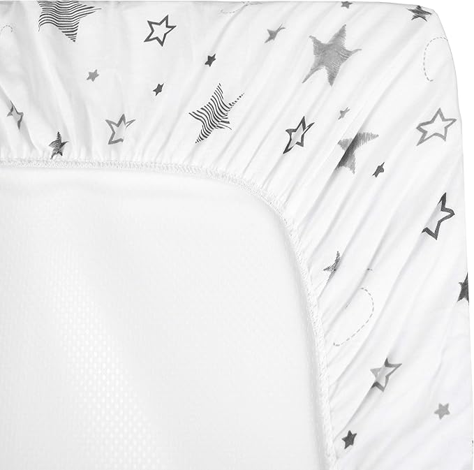 American Baby Company 100% Natural Cotton Fitted Cradle/Bassinet Sheet 36" x 18" - Soft, Breathable & Hypoallergenic Bed Sheet, Super Stars, Neutral for Boys & Girls