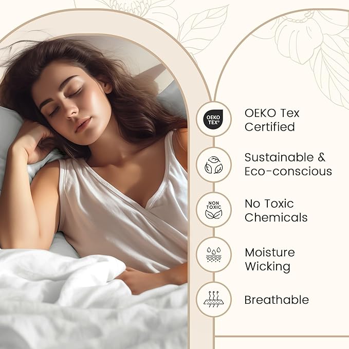 Twin XL 100% Cotton Sheets For Twin Bed, 800TC Fully Elasticated Fitted Sheet & Pillowcase Sets, Fade Resistant Soft & Comfy Deep Pocket Sheets Machine Washable, Naturally Cool & Breathable- Ivory