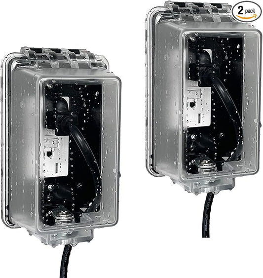 1-Gang Weatherproof Standard Electrical Outlet Cover with Lock, Baby Proof Outlet Lock Box, Fits Most 2.6 "H x 2.56 "W or Smaller Plugs,Clear Outlet Cover Box Fit for Outdoor in-Use (2pack)