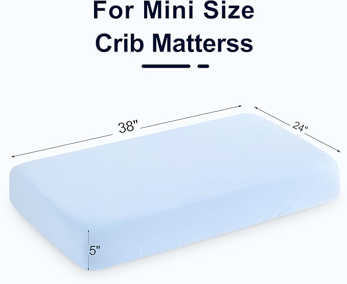 NTBAY 2 Pack Muslin Cotton Mini Crib Sheets, Soft and Breathable Double Layer 24x38 Baby Crib Sheets for Mini Crib and Toddler Mattresses, Boys, Girls, Unisex, Aqua, 24x38 Inches