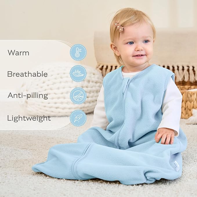 JELLYMONI Fleece Baby Sleep Sack 12-18 Months, 2 Pack 1.5 TOG Baby Wearable Blanket Winter Infant Sleeping sack with 2-Way Zipper, Warm Toddler Sleep Sack