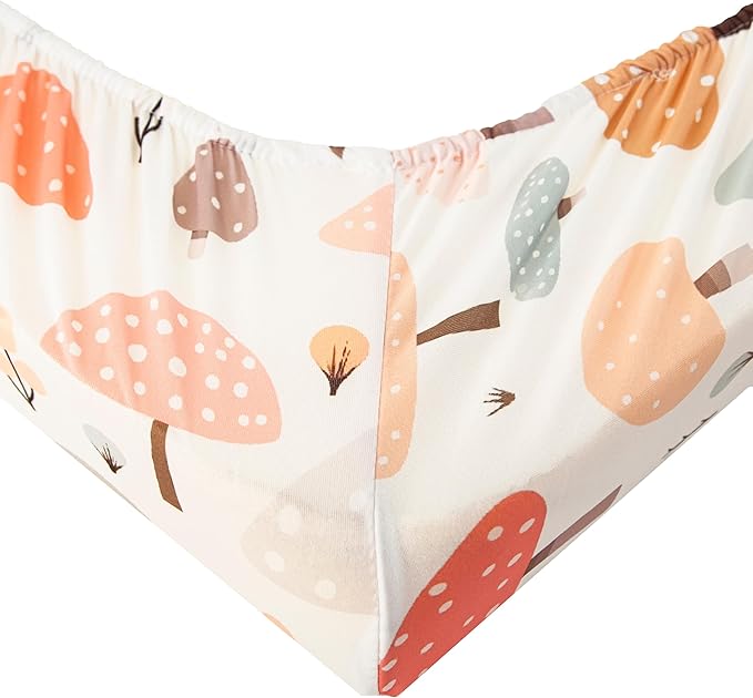 SDIII Mushroom Pack N Play Sheets Fitted 2 Pack Stretchy Microfiber Jersey Knit Purple Mini Crib Sheet for Mattress 38x26 Soft Toddler Playard Bedding