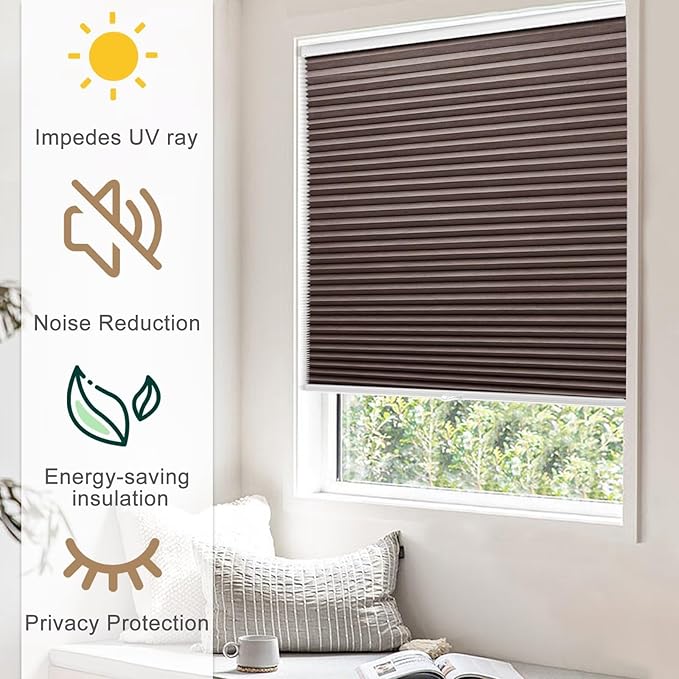MYshade Cordless Blackout Cellular Shades, 1.5" Honeycomb Window Blinds for Bedroom & Nursery, Thermal Insulated, Noise Reducing, Privacy Shades, Inside or Outside Mount (35" W x 72" H, Taupe)