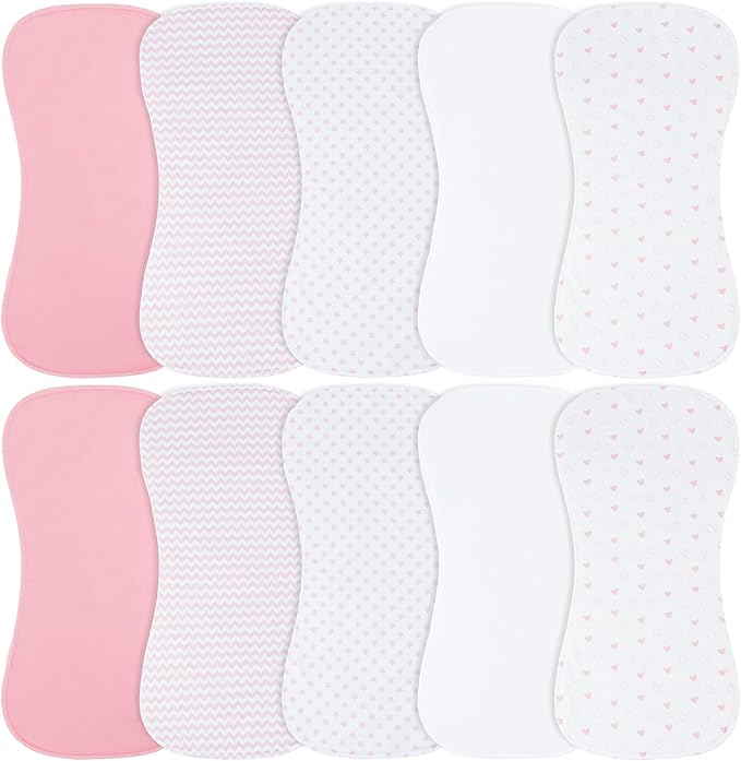Benoxine 10-Pack Burp Cloths for Baby Boys and Girls, Baby Burp Cloth,Baby Washcloths, Burp Rags, Large Neutral Burp Clothes for Newborn