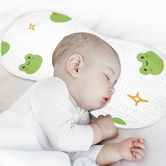 WELLDAY Muslin Baby Burp Cloths Set of 2, Soft Absorbent Cute Frog Muslin Washcloths, Bibs, Face Towel for Newborn Boys Girls, 22 x 11 Inch