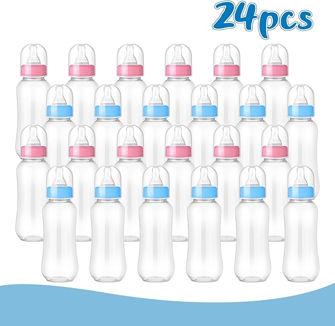 Norme 24 Pcs 9.5 oz Plastic Bottles Chug Shower Game Party Favors for Shower Decorations Gender Reveal Gifts (Blue,Pink)