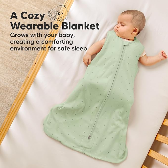 2-Pack Baby Sleep Sacks, Zipper Wearable Blanket - 0.5TOG Organic Cotton, Lightweight, Soft Cozy Toddler Sleeping Sack 6-12 months,Easy to Wear Large Newborn Transition Swaddles Sleepsacks (Bunnies)