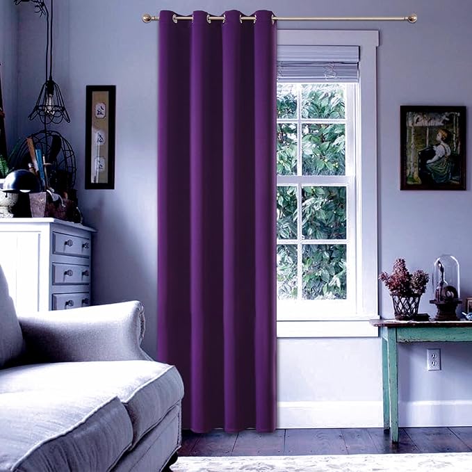 ChrisDowa Grommet Blackout Curtains for Bedroom - Thermal Insulated Room Darkening Curtains for Living Room (1 Panel Set, Royal Purple, 52W x 95L)