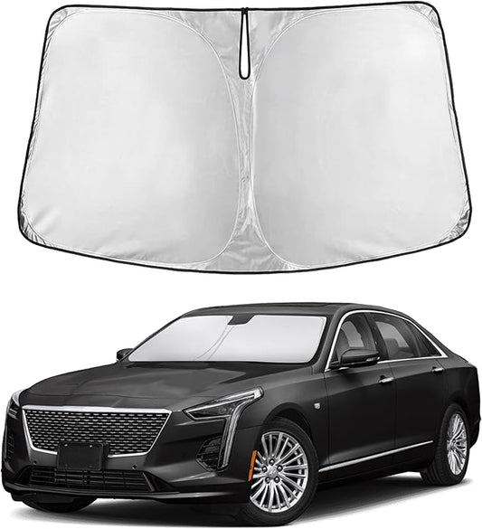 EcoNour Windshield Sun Shade Compatible for Cadillac XT6 2020-2025 Front Window Sunshade Foldable Sun Visor UV & Heat Blocking Protection
