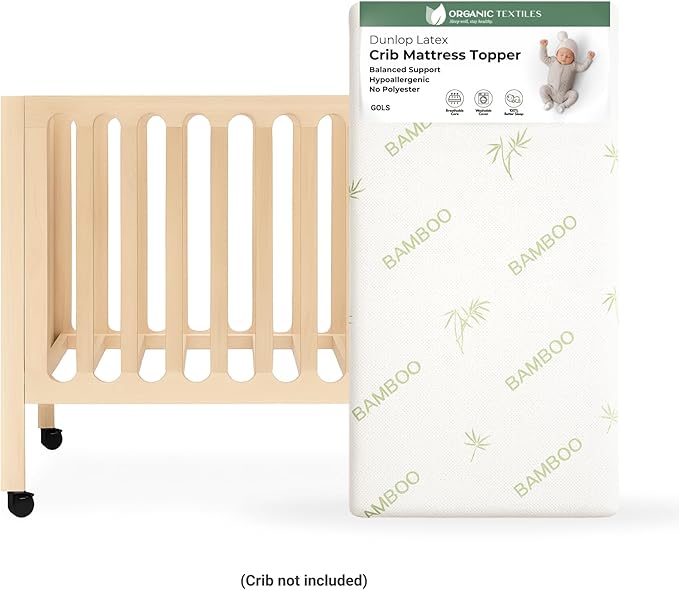 ORGANIC TEXTILES Organic Baby Mattress Topper with Rayon Derived Bamboo Removable Cover - GOLS/GOTS Certified - Breathable 3" Bassinet (30"x15")
