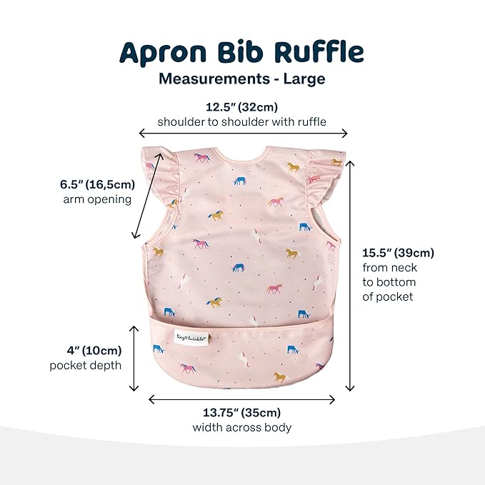 Tiny Twinkle Mess Proof Baby Bib for Girls | Waterproof Toddler Bib for Eating | Baby Apron for Feeding | Machine Washable | Perfect Shower Gift (Unicorn Confetti, 2-4Y)