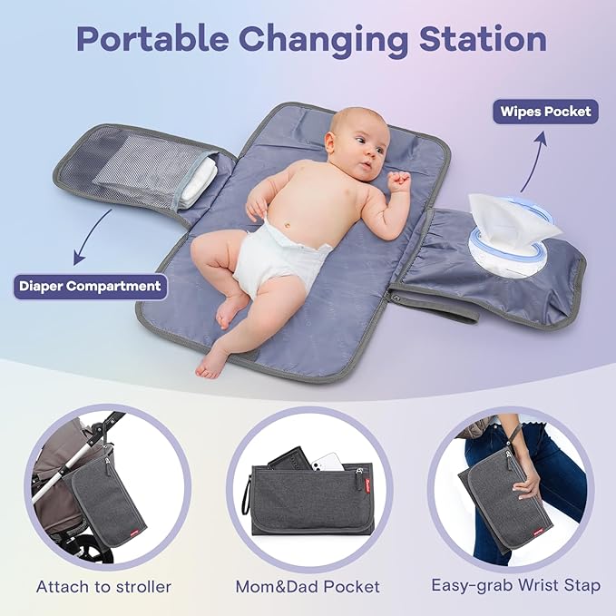 RUVALINO Diaper Bag Backpack, Multifunction Travel Pack Maternity Baby Changing Bags, Large Capacity, Waterproof, Dark Gray | Multifunction, Travel Pack, Maternity, Baby Changing Bags, Waterproof