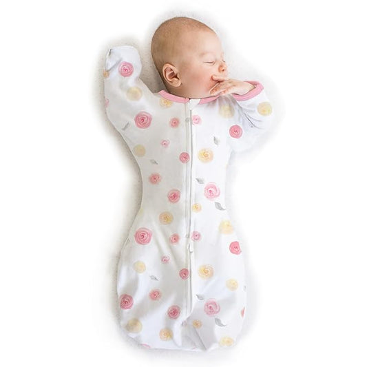 Amazing Baby Transitional Swaddle Sack, Arms Up Half-Length Sleeves & Mitten Cuffs, Swaddle for Newborn Transition to Baby Sleep Sack Wearable Blanket, Med, 3-6 mo, 14-21 lb, Little Watercolor Roses