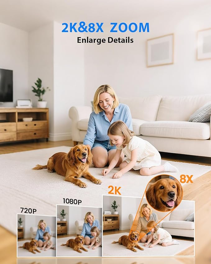 5G/2.4G Cameras for Home Security - 2K Home Cameras Indoor with AI Motion Detection, Night Vision, 2-Way Audio for/Pet/Dog/Cat/Baby Monitor, 24/7 SD Recording with Phone App, 2PCS