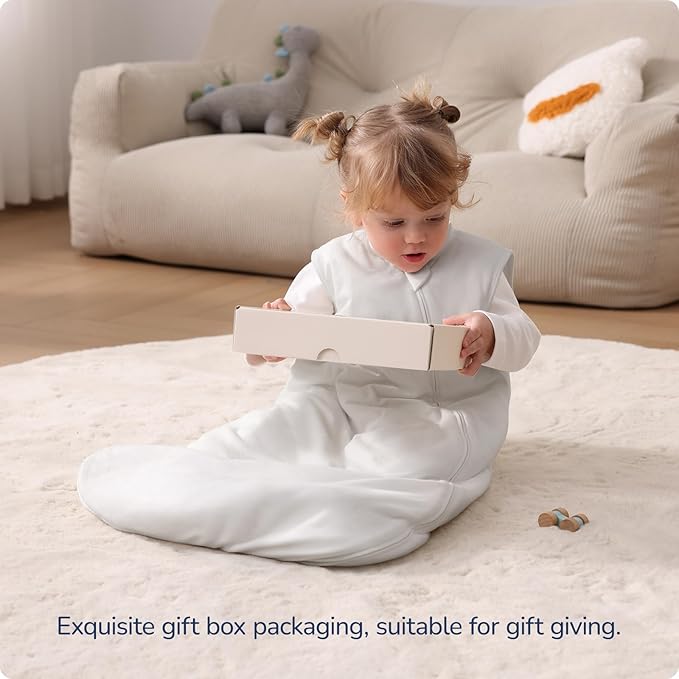 usbettas 1.0 Tog 2.5 Tog Baby Sleep Sack, 100% Cotton Baby Sleeping Bag 3-24M, 2-Way Zipper Baby Wearable Blanket