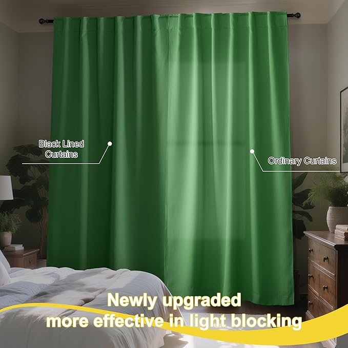 NICETOWN Forest Green Blackout Curtains, 2 Panels 52x84 Inches, Thermal Insulated & Energy Efficient Window Drapes for Bedroom & Living Room, Rod Pocket Back Tab, Full Shading for Light Sleepers