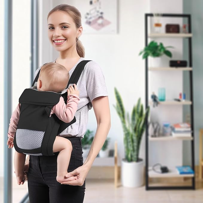 Baby Carrier Newborn to Toddler(7-30lbs), Toddler Carrier with Adjustable Shoulder Strap, Baby Holder Carrier with Breathable Mesh Fabric, Black