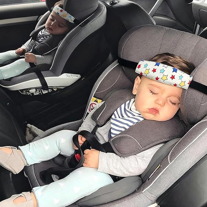 2 Pcs Baby Head Support for Stroller Car Seat Sleeping Headrest Neck Relief Straps for Kids Children Toddler Infant(White)