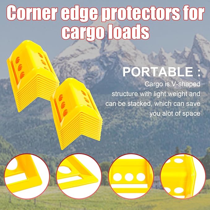 24 Pack Flatbed Edge Protectors Compatible with 4 Inch Ratchet & Winch Straps for for Flatbed Cargo Load Truck Shipping (YELLOW)