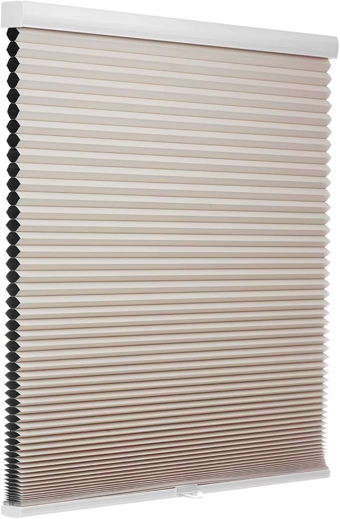 Changshade Cellular Shades Cordless Blinds Blackout for Indoor Windows Doors, Heat Blocking 1.5 Inch Honeycomb Thermal Insulated Black Out Room Darkening Pleated Easy Install, 43" Wx72H, Beige