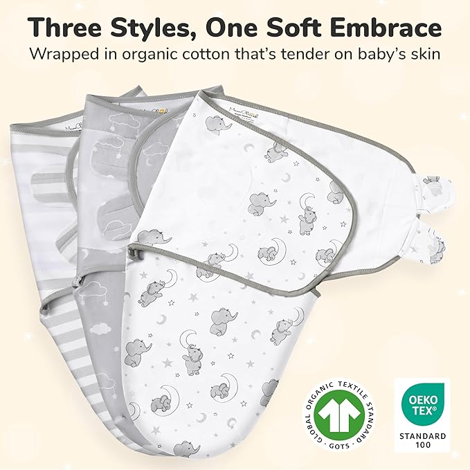 Mama Cheetah Preemie Swaddle Sack, Organic Swaddling Sleep Sacks for Preemies, Preemie Swaddle Blanket Wrap, Easy Swaddles for Premature Baby Boy Girl 4-7 lbs, Newborn Essentials, 4-Pack, Grey