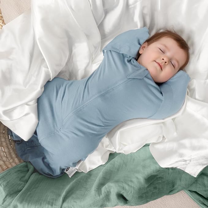 MEXXI Swaddle Baby Sleep Sack With Arms Up, 2 Pack Baby Transitional Swaddle with Double Zipper,0.5 TOG, 8-13 lbs, S