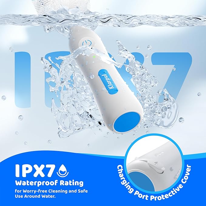 Klarpul Electric Bottle Brush Cleaner, IPX7 Waterproof Baby Bottle Brush with Replaceable Nipple Cleaning Kit & Extender Rod, 2 Speed Modes, 360° Auto Cleaning, 2000mAh Battery, Rechargeable, Blue