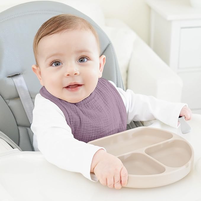 Bearmoss Baby Muslin Drooling Bibs 100% Cotton Square Adjustable Bibs Gift for Baby Girls Boys Teething Drool 8 Pack